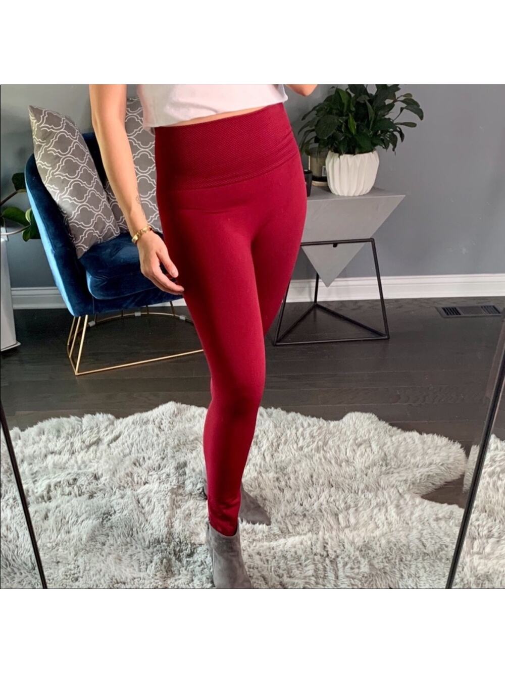 New Maroon Fleece Leggings